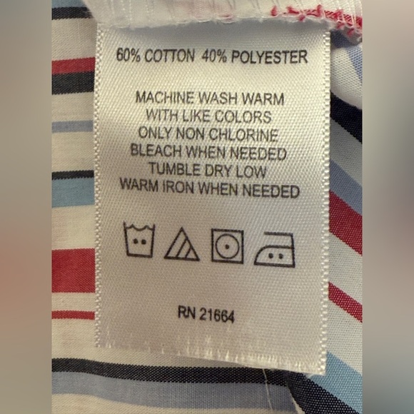 Foxcroft Women's Red White & Blue Striped Button Up Shirt Size 10 USA Patriotic - Picture 6 of 9